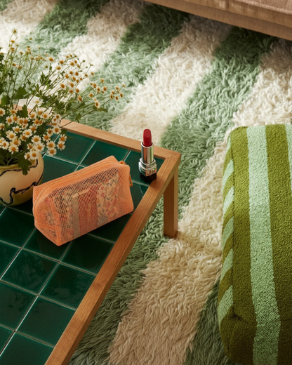 Petite pochette en mesh orange