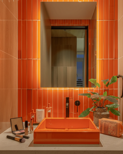 Petite pochette en mesh orange